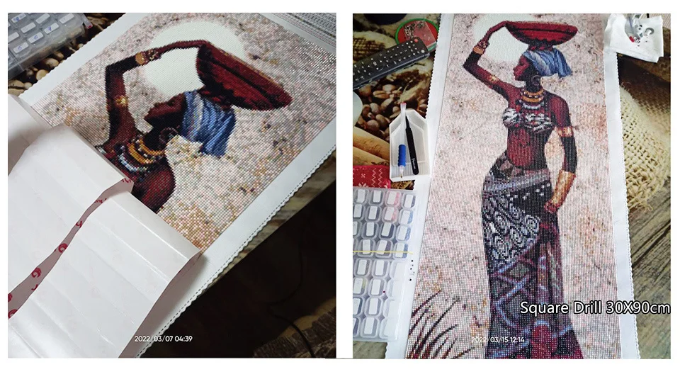 5D DIY Diamond Painting  HUACAN 5D DIY Diamond Painting Kit Portrait Diamond Embroidery Cross Stitch African Woman Rhinestones Mosaic Decor For Home diamond art fox