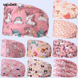 Unisex Scrubs Caps Breathable Cotton Button Scrubs Hats Wholesale Surgical Cap Adjustable Medical Beauty Cap Nursing Accessories