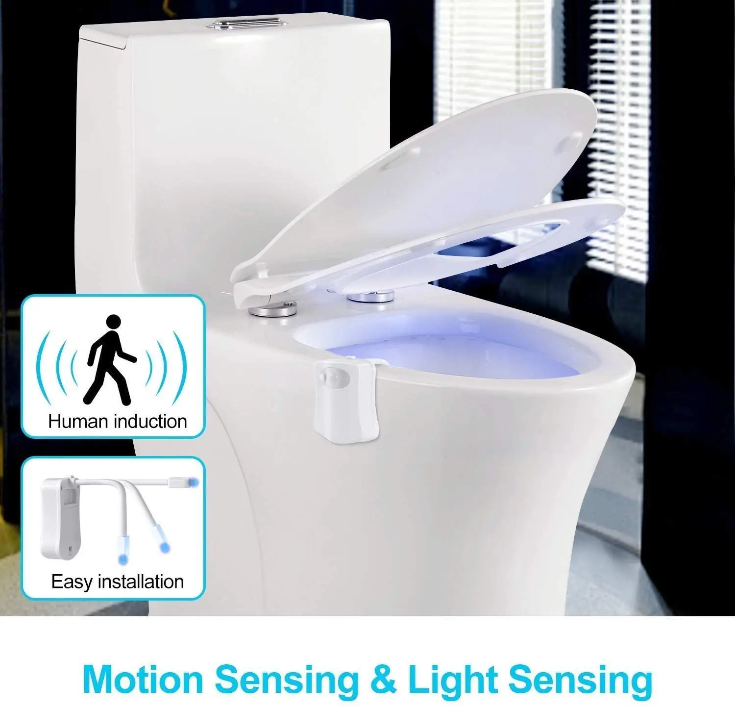 Smart PIR Motion Sensor Toilet Seat Night Light 8 Colors Waterproof  Backlight Sa