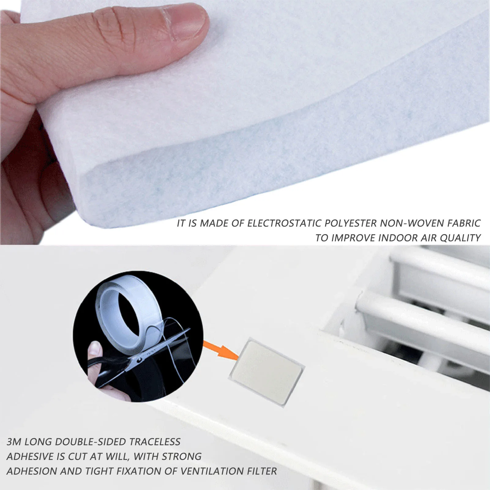 Complete Air Vent Filters Kit for Heating Intake Registers & Grilles Filter Air Conditioning Parts Easy Installation 200x100cm