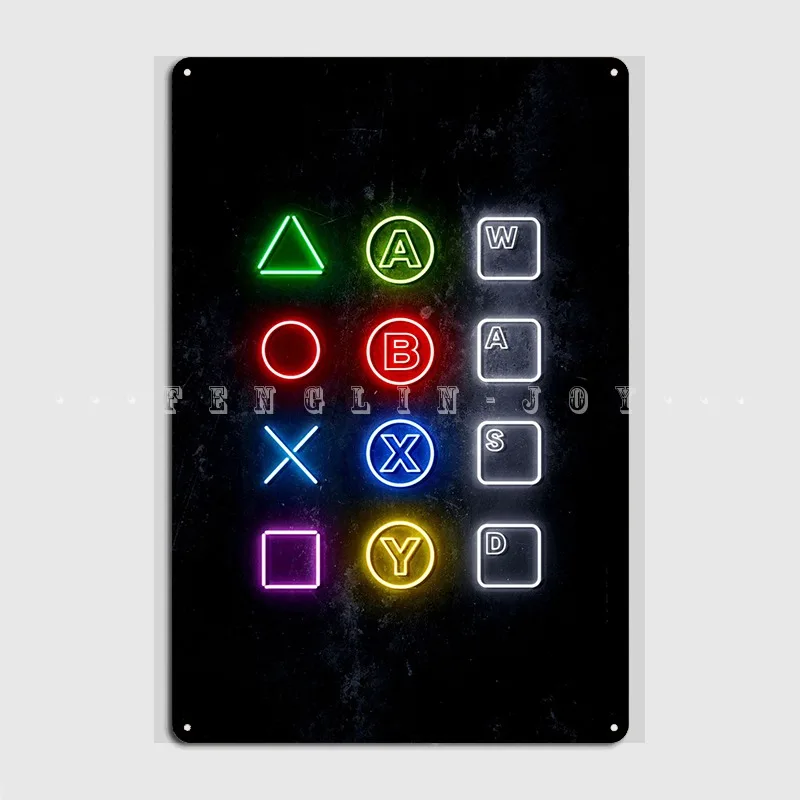 Pulsanti Da Gioco Poster Verticale Targa In Metallo Cinema Garage Club Bar Retro Garage Decorazione Targa In Metallo Poster