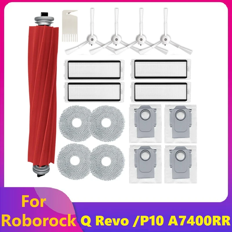 

18PCS Replacement For Roborock Q Revo / P10 A7400RR Robot Vacuums Main Side Brush Hepa Filter Mop Cloths Dust Bag