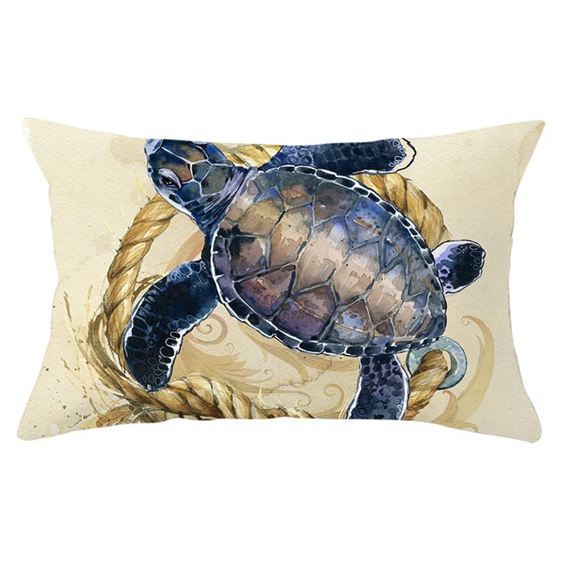 Cartoon Mermaid Sea Animal Pillow Cover Home Whale Turtle Print Throw Pillow For Office Sofa Cushion Cover Home Decor 30x50CM