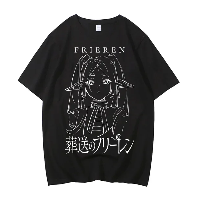 High Quality Cotton Frieren Beyond Journey's End Anime Printed T-shirt Comfortable Breathable Short Sleeve Round Neck 1
