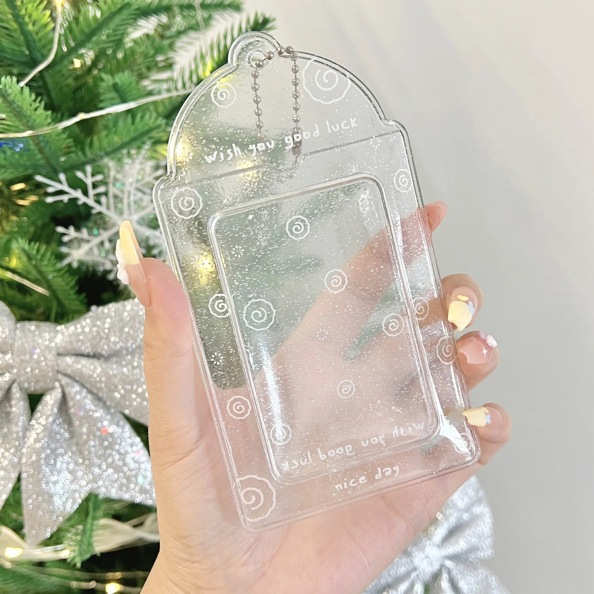 MINKYS Ins Glittery Transparent Kawaii 3 inch Kpop Photocard Holder idol Photocard Holder Photo Card Holder Bag Pendant 3