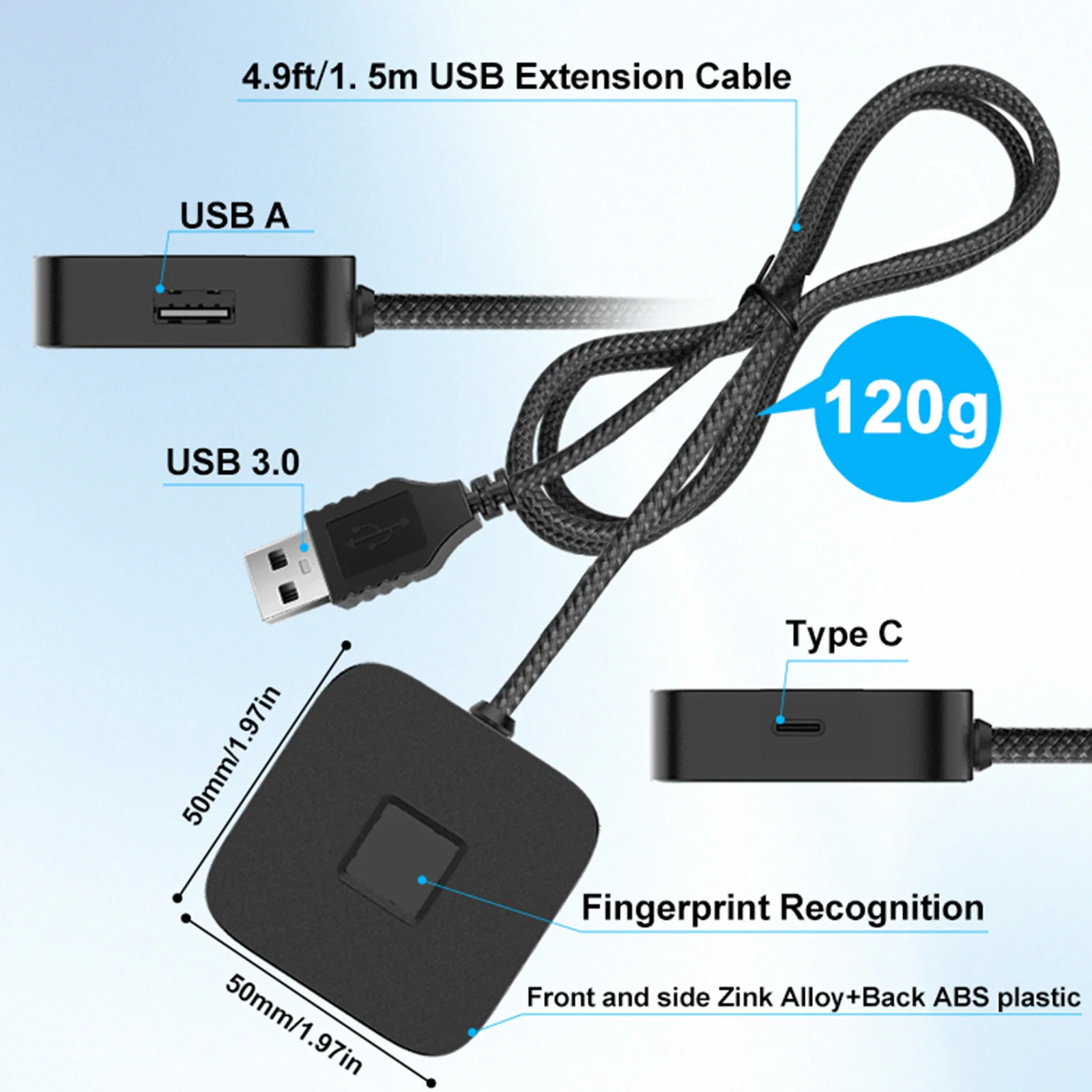 Windows용 USB 허브가 있는 USB 지문 인식 리더기 Windows Hello 지문 인식 리더기 Windows 10/11용 생체 인식 지문 로그인 리더기