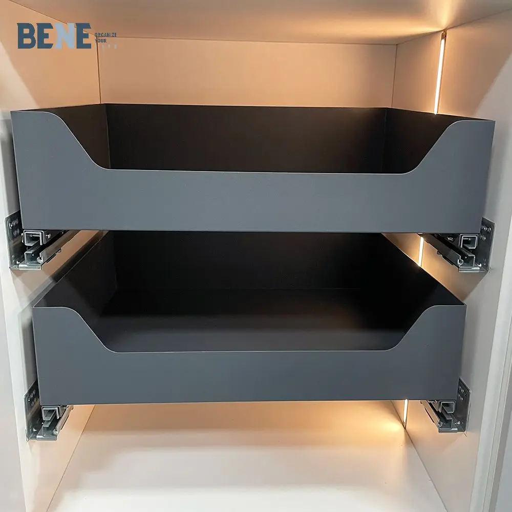 Kitchen Cabinet Accessories Hardware Cabinet Organizers Side Mounted Pull Out Metal Plate Mesh Stock Basket Drawers Basket