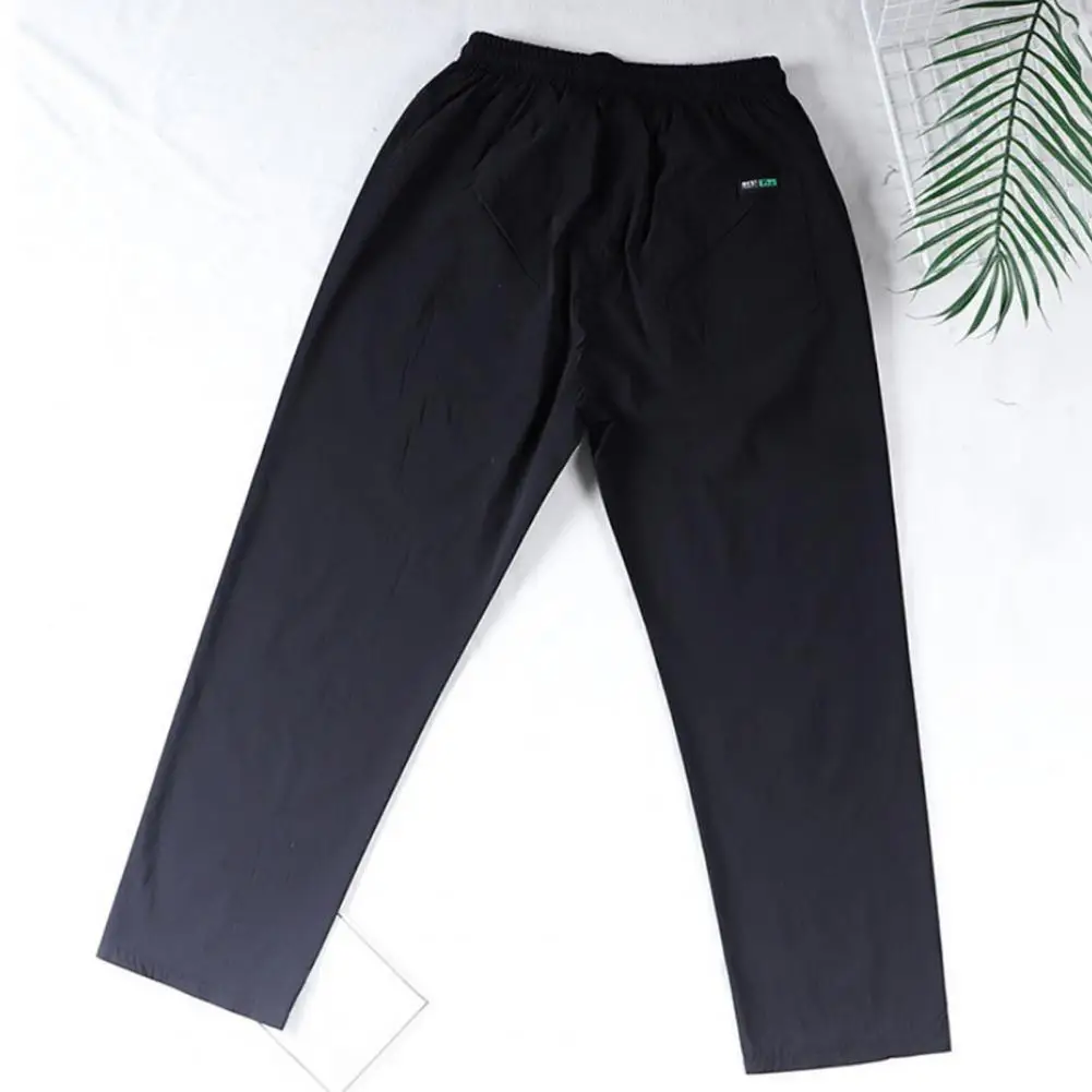 Description Picture 2 of itemMen's Loose Ice Silk Quick-drying Drawstring Elastic Waist Wide Leg Solid Color Fitness Training Jogging Sweatpants
