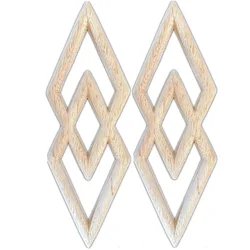 2PCS 20cm Wood Flower Carved Decal Corner Onlay Applique Frame Door Furniture Wall Unpainted for Home Cabinet Door Decor