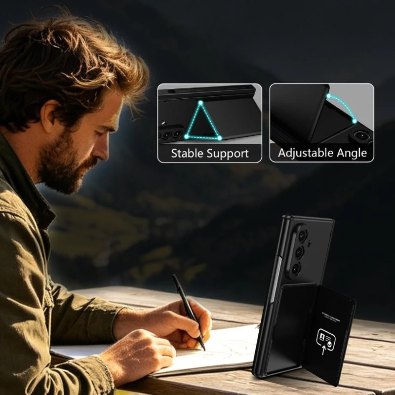 Premium Card Holder Hinge Protection Case with Stand, Pen, and Screen Protector