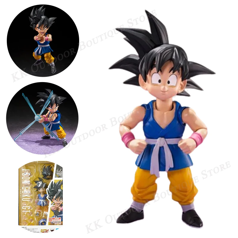 

In Stock Original Bandai Dragon Ball Son Goku Action Figures SHF GT S.H.Figuarts Kid Goku (GT Ver.) Anime Toys Model Kids Gifts