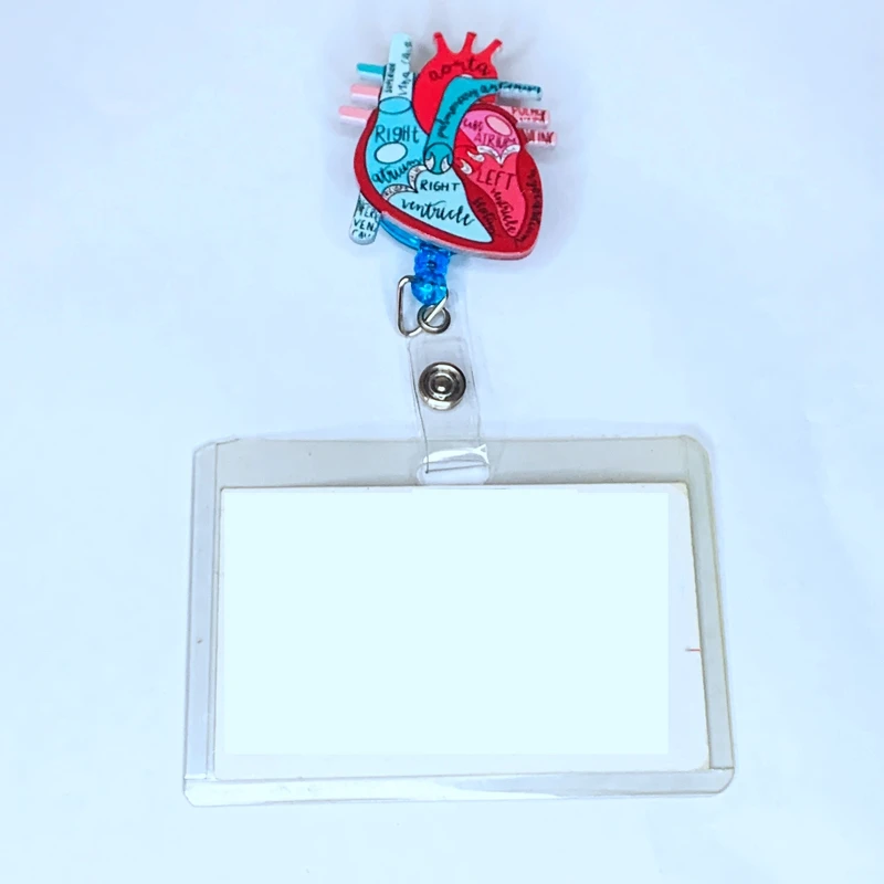 2023 Anatomical Heart Diagram Retractable Badge Reel, Telemetry Cardiology Nurse Badge Holder