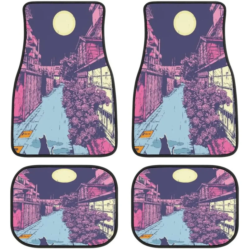 

Kawaii Cat Vaporwave Japan Car Mats Universal Drive Seat Carpet Vehicle Interior Protector Mats Funny Designs All-Weather Mats F