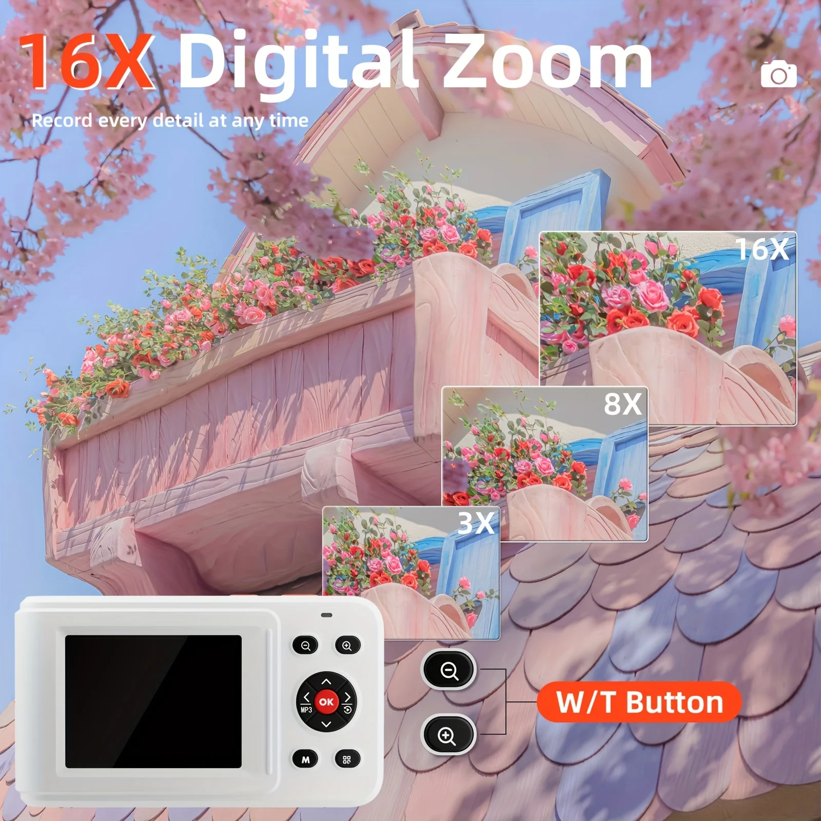 2.5K HD Digital Camera72 Megapixel 16x Digital Zoom Starter 2.4 '' AF Rechargeable Camera Mini Home Travel Portable Shooting