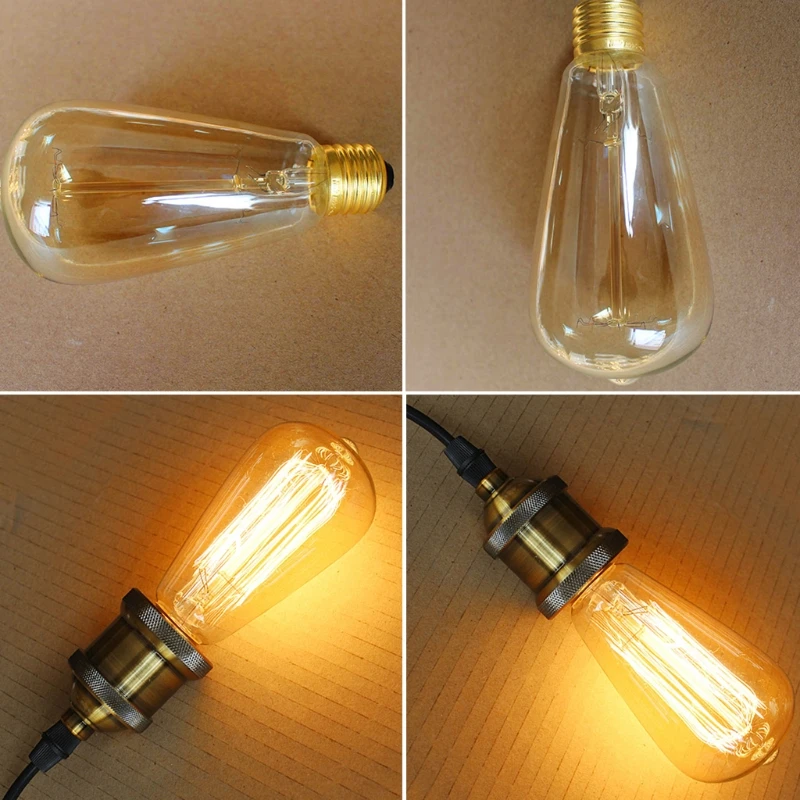 

Y1UB E27 Лампа Эдисона 40/60 Вт ST64 110/220 В Античная Ретро Винтаж Беличья Клетка Нить накаливания