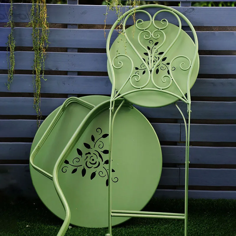 

Outdoor Leisure Iron Table and Chair Combination Outdoor Courtyard Folding Chair Balcony Garden Terrace Portable Relaxing Chair