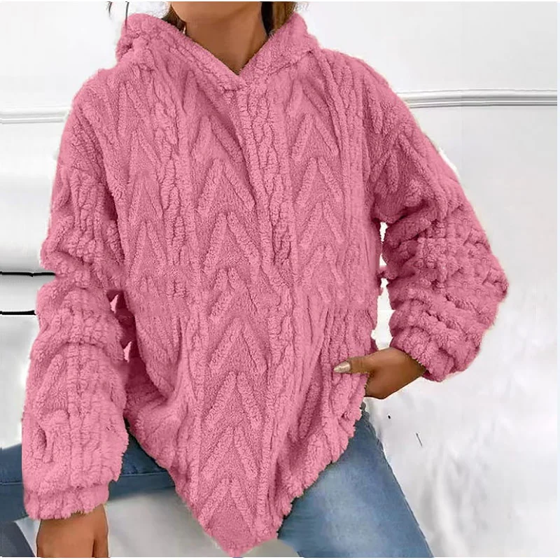 2023 New Autumn Casual Simple Solid Color Women's Patchwork Hood Fashionable and Comfortable Sweater Jacket Clothing Long Sleeve
