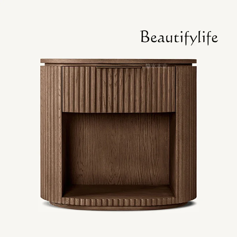 

American Country Bedside Table Solid Wood Modern Bedroom Bedside Cabinet Storage Cabinet with Drawer Small Apartment