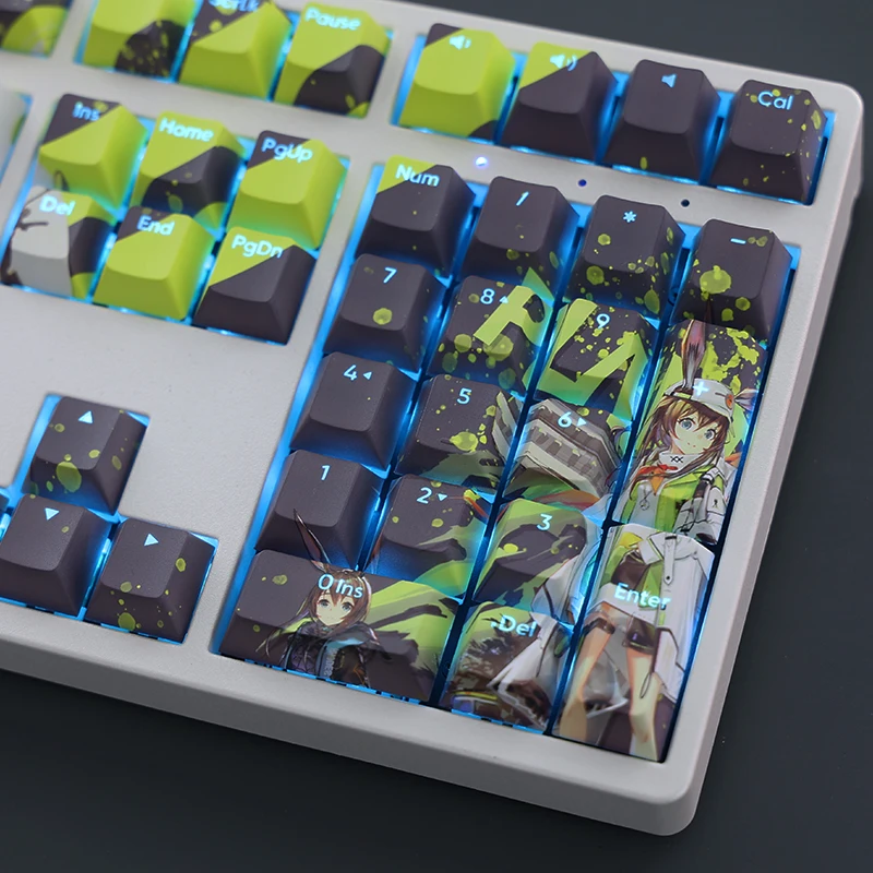 Arknights Amiya Cartoon Anime Gaming Key Caps Pbt Dye-subbed Keycaps Teclado Retroiluminado para Ansi 61 87 104 108 Conjunto de Teclas - Imagem 4