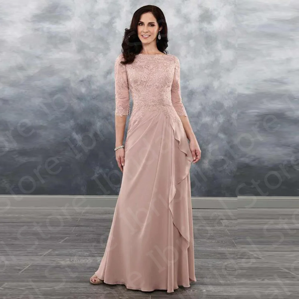 Charming Dusty Rose Mother of the Bride Dresses Lace Wedding Party Gowns