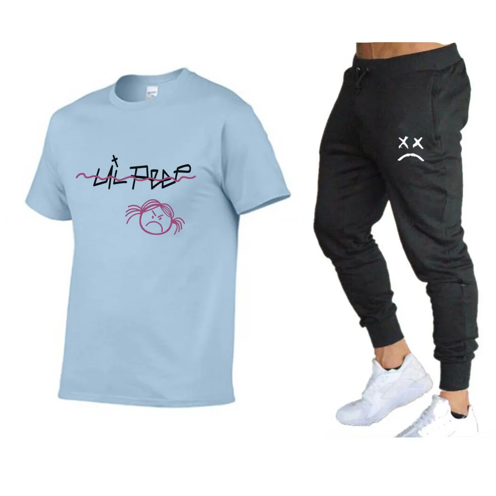 2024Hot-Selling Zomer T-shirt Broek Lilp Casual Brand Fitness Jogger Broek T-shirt Hip Hop Mode Mannen trainingspakken Nieuwe