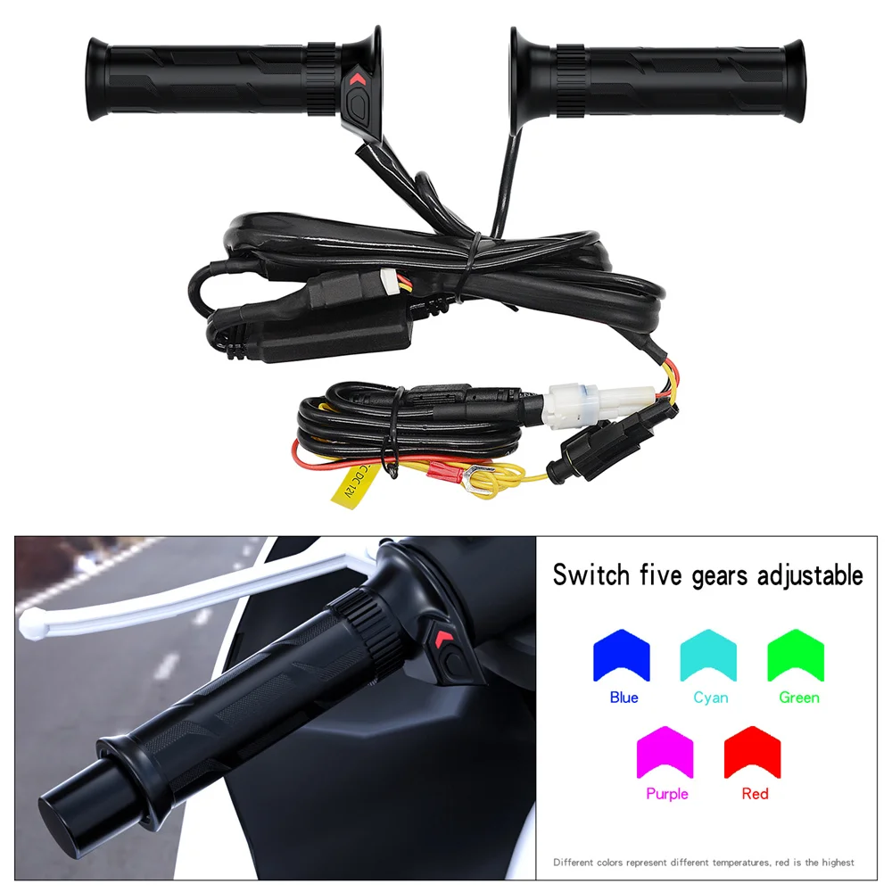 

Motorcycle 12V Electric Heating Handlebar Modified Intelligent 5-Speed Temperature Control Handlebar Cover Riding Warm Heating