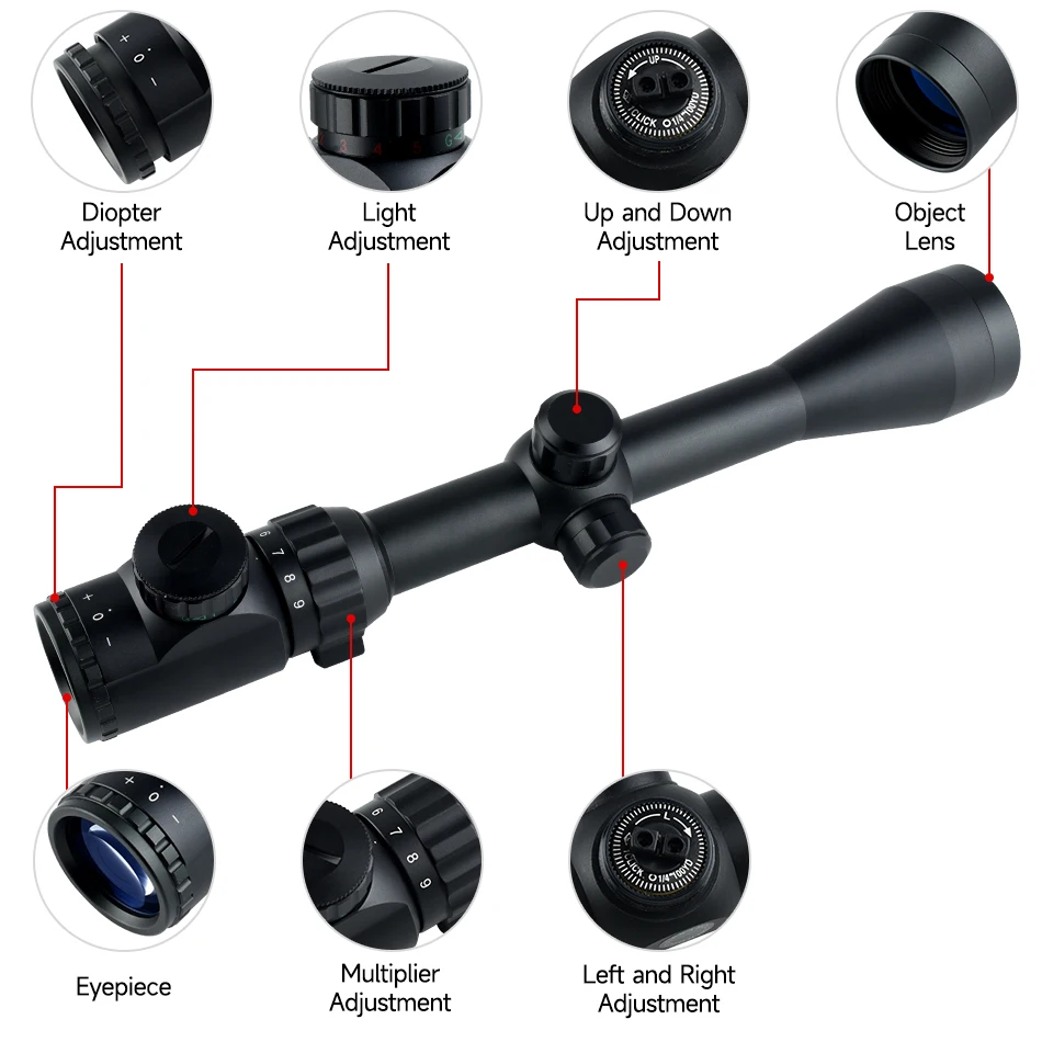 Description Picture 6 of itemOutdoor Shooting Optics Rifle Scope Adjustable Red Green Reticle Airsoft Sight 3-9x32 3-9x40 3-9x40EG Tactics Hunting Riflescope