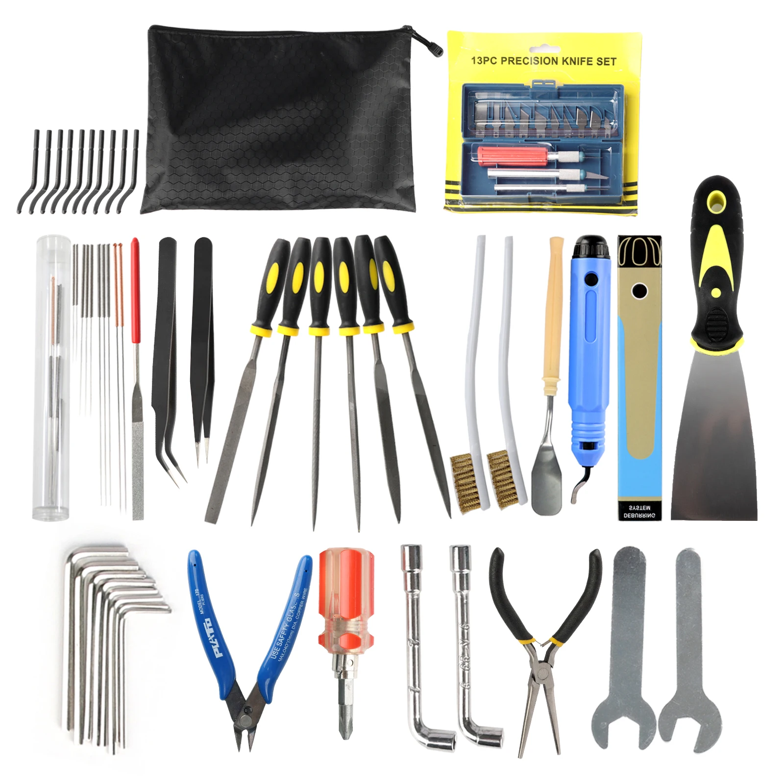 IdeaFormer Full Set Deburring Kit Trimming Knife Scraper Cutter Files 3D Printer Cleaning Removal Tools hand trimming knife deburring scraper nb1100 chamfer trimming removal aluminum alloy plastic waste edge tool handle with blade