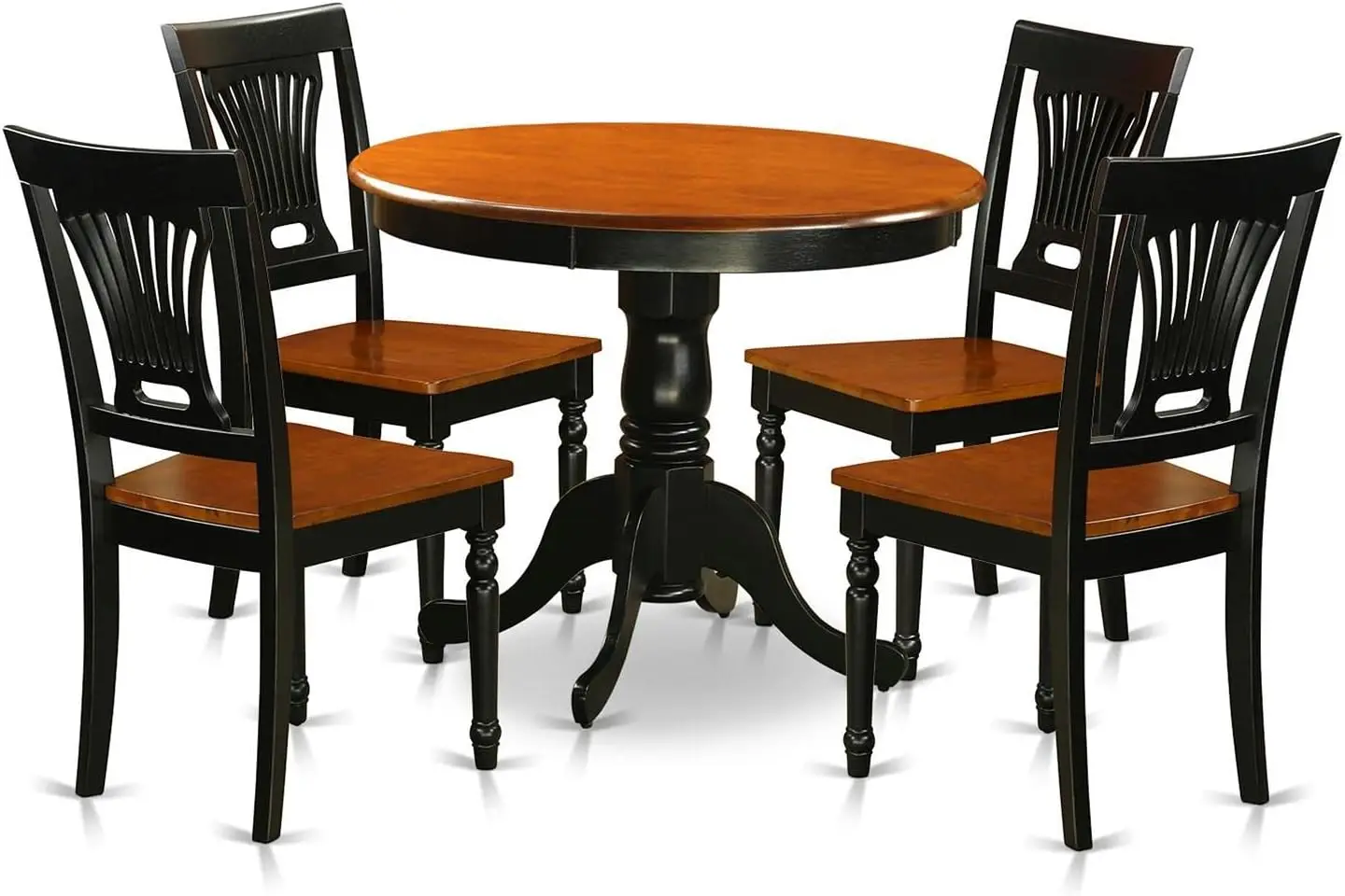 

East West Furniture ANPL5-BLK-W 5 Piece Kitchen Set Includes a Round Dining Room Table with Pedestal and 4 Solid Wood Seat