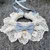Lace Bowknot Pearl Collar Cat Dog Neckerchief Pet Cats Kitten Dog Puppy String Bib Necklace Necktie Neck Strap Scarf Accessories 5