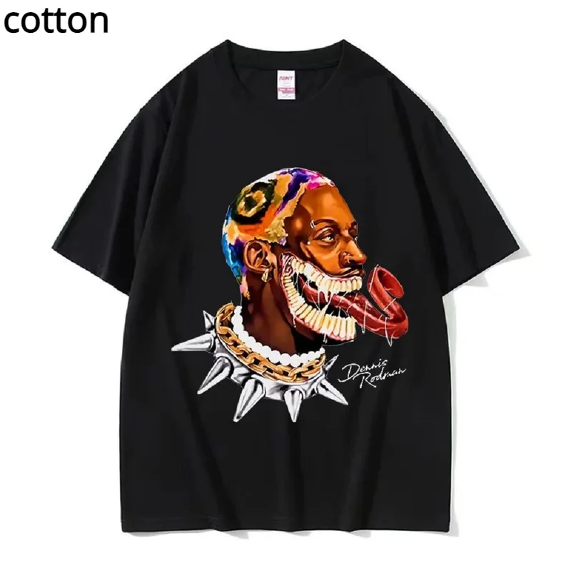 

Dennis Rodman Hip Hop Trend Tee Men's Cool Fashion Oversized T-shirt Men Retro 100% Cotton Tops T Shirts Streetwear Unisex