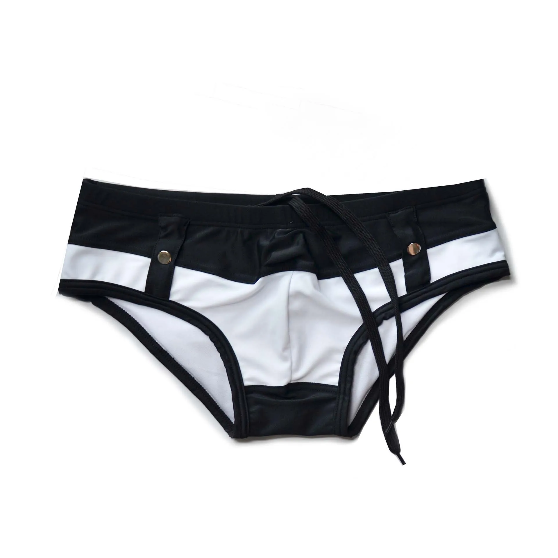 

Мужские плавки нейлоновые черно-белые обтягивающие сексуальные плавки с низкой талией