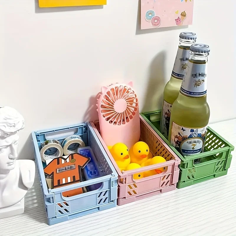 1PC Back To School Storage Basket, Foldable Storage Basket, Suitable for Home and Office Use, Stackable Desktop Storage Basket