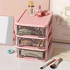 2/3/4 Layers Plastic Desktop Storage Box, Drawer Type Office Transparent Storage Cabinet, Cosmetics Finishing Storage Rack 1