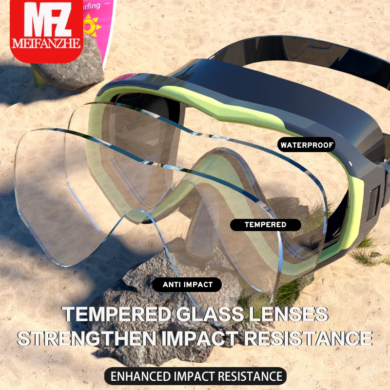 Snorkeling Set Anti-Fog Silicone Tempered Glass Diving Mask Adult Goggles Leak-Proof Snorkeling Mask for Man And Women