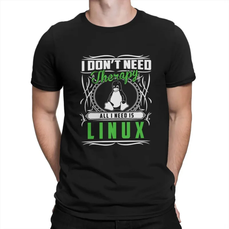 

Операционная система Linux, Я не нуждаюсь в терапии, футболка, гранж, мужские футболки, летняя одежда, Харадзюку, футболка из полиэстера с круглым вырезом