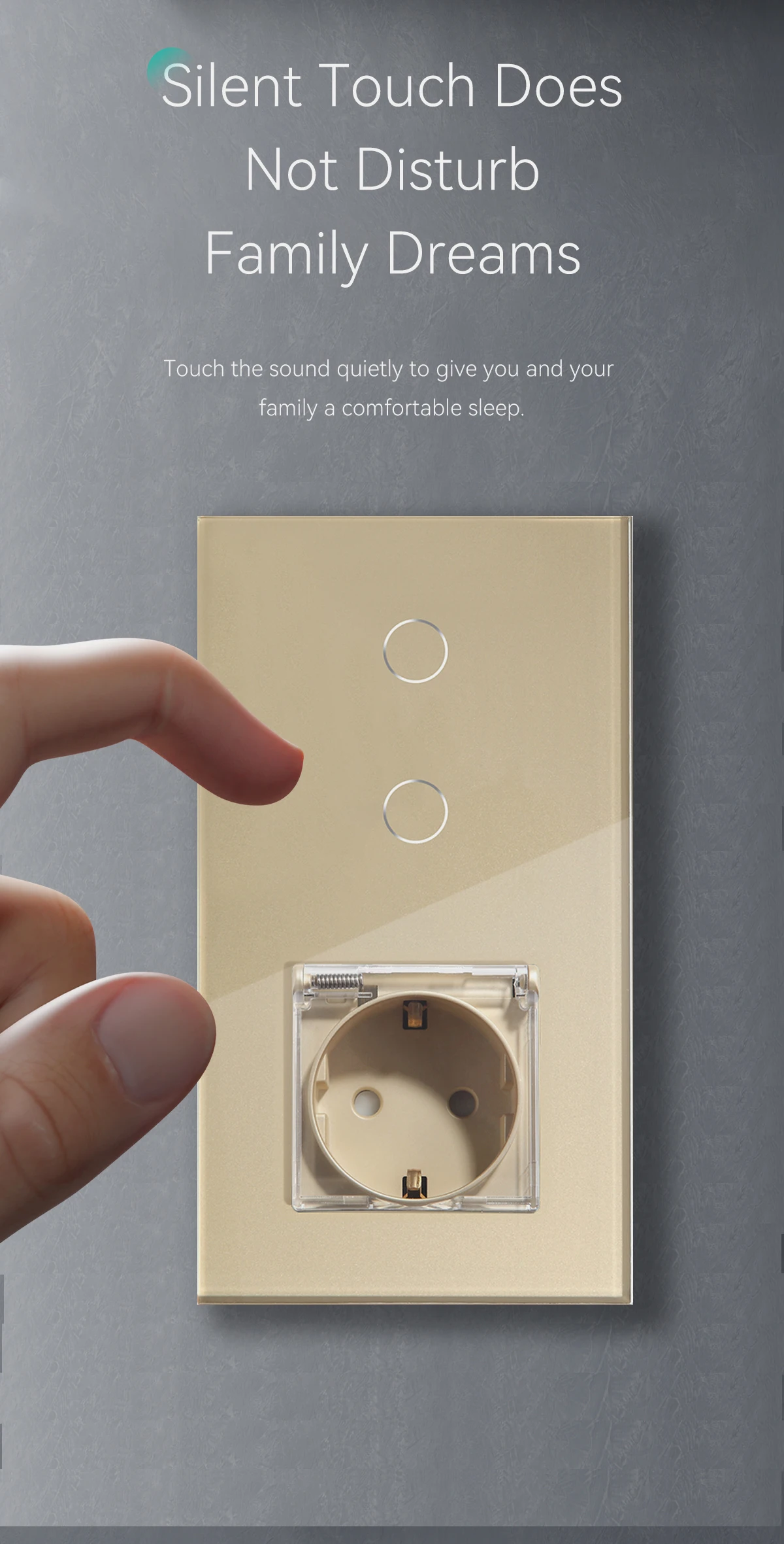 Touch Switch 1/2/3Gang 1Way Bathroon Wall Socket with Cover Wall Light Switches