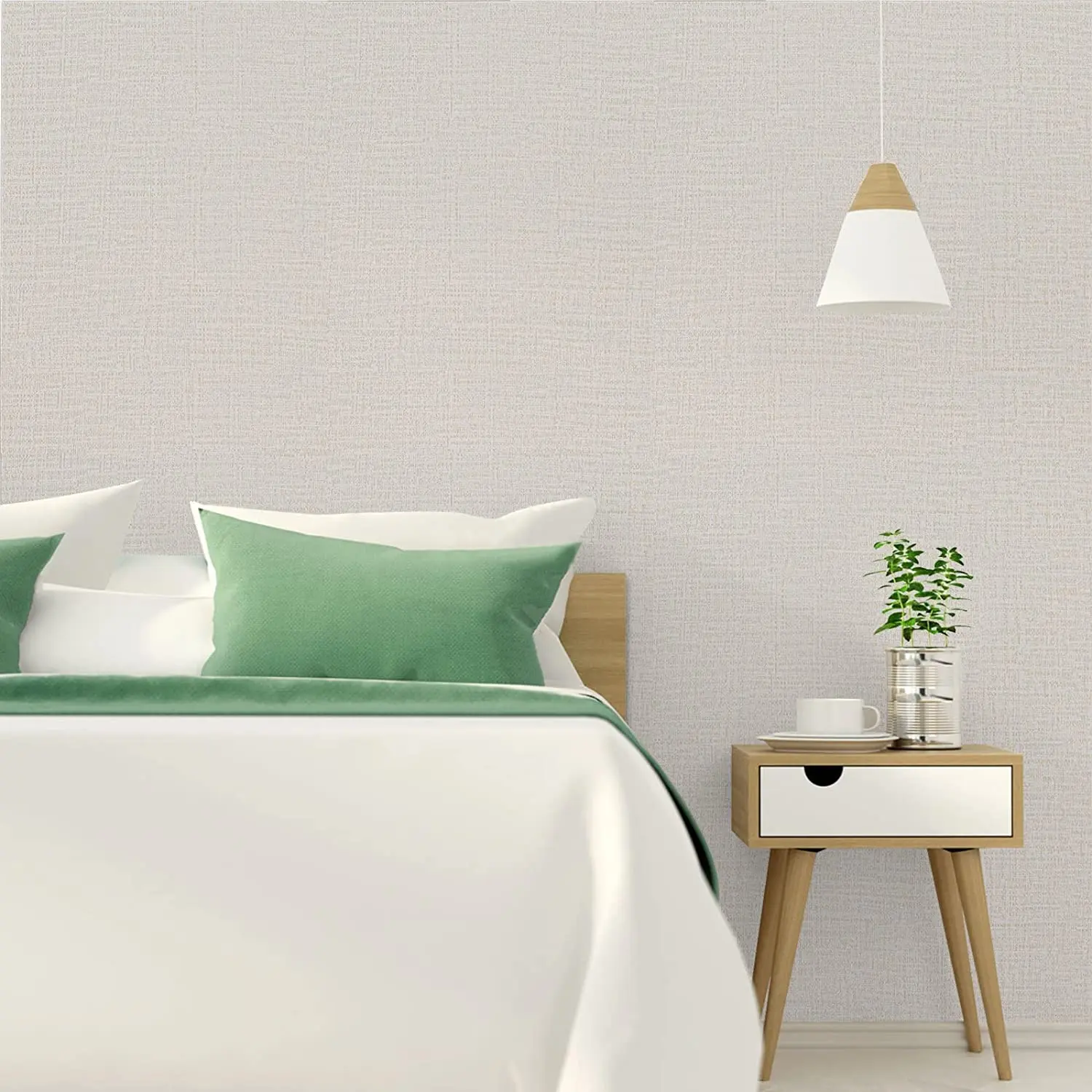 Linen Wallpaper PVC Self-Adhesive Waterproof Faux Imitation Cloth Vinyl Wall Sticker Solid Color Decor Furniture Bedroom Sticker 3