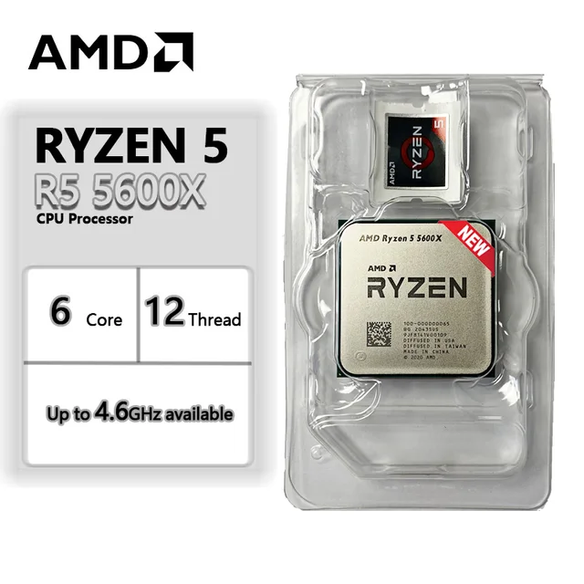 AMD Ryzen 5 5600X R5 5600X 3.7 GHz 6-Core 12-Thread CPU Processor 7NM 65W L3=32M 100-000000065 Socket AM4 New but without cooler 1