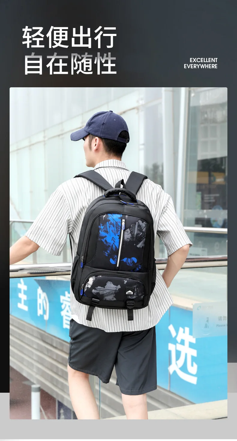 Hochwertiger, trendiger Herren-Rucksack mit großer Kapazität, lässiger Laptop-Rucksack für Damen, High-School-Mittelschüler-Paket – Detail 2