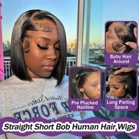 Perruques Courtes Bob en Cheveux Humains Vietnamiens 100% Naturels, Perruque Frontale en Dentelle HD 5x5 13x4, Densité 200%, Perruques Droites en Dentelle HD pour Femmes 3