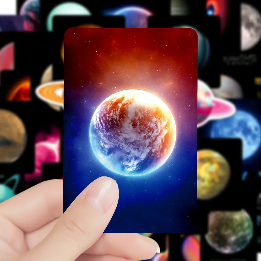 50pcs 우주 행성 스티커 노트북 고정식 스크랩북 노트북 수하물 미적 우주 DIY 데칼 어린이 선물용