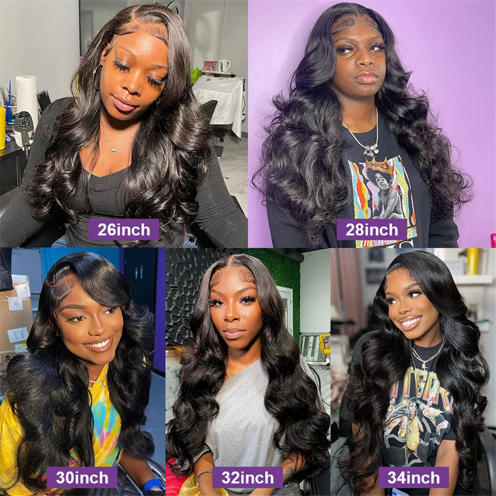 13X4 13X6 Hd Body Wave Lace Front Human Hair Wigs Brazilian Pre Plucked Remy 30 40 Inch Transparent Lace Frontal Wigs for Women 5