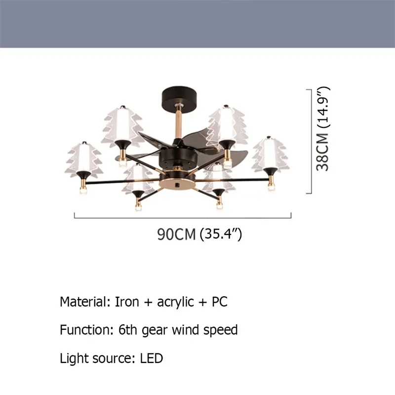 CEDRIC Postmodern Ceiling Fan with Lights Remote Control LED Lamp for Home Dining Room Decoration