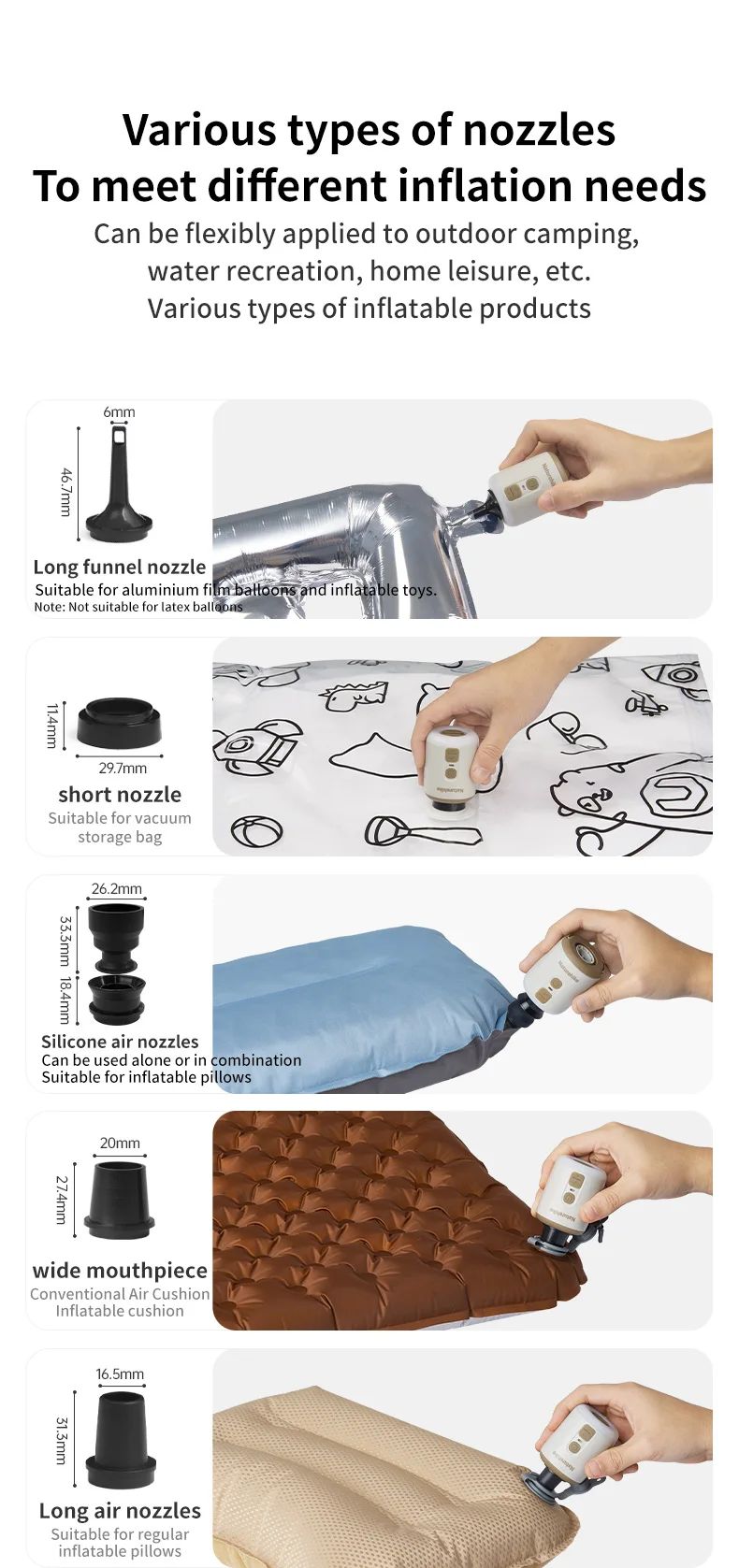Natureh Mini Portable Electric Inflatable Pump Outdoor Camping