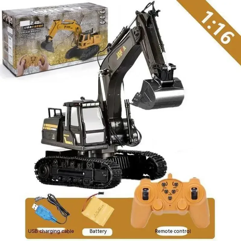 RC Alloy Engineering Vehicle Steering Wheel Remote Control Dump Truck Crane Mixer Excavator Lift Truck Outdoor Toy Birthday Gift 6