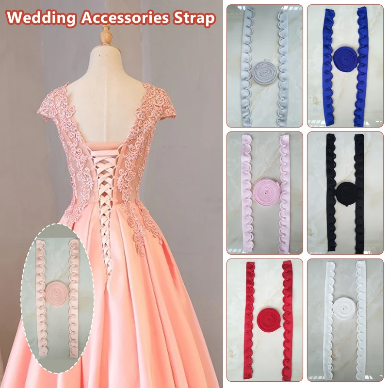 3 Pcs/ Set Bridal Wedding Gown Dress Lace Up Zipper Replacement Bandage Accessories Bridal Banquet Evening Lace-Up Satin Ribbon