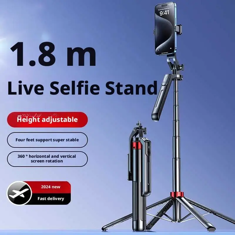 1.8m Tripod And Selfie Stick Wireless Remote & Extendable Phone Mount Compatible With IPhone/Android_voghion.com