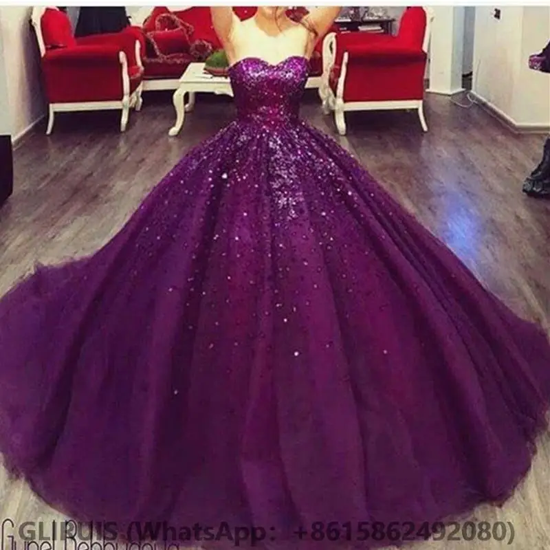 

Purple Quinceanera Dresses with Applique Luxury Corst Sweet 16 Dress vestidos de 15 años Prom Gowns for Women Sweep Train