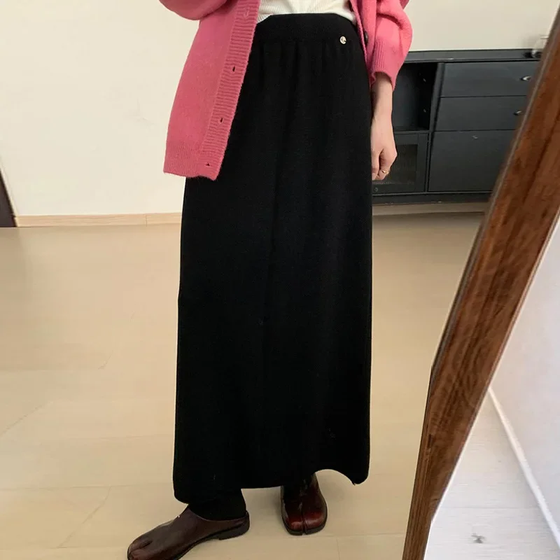 Pregnant Women Thickened Knitted Half Skirt Versatile Straight Cut Bodycon Skirt No Pad Autumn Winter Half
